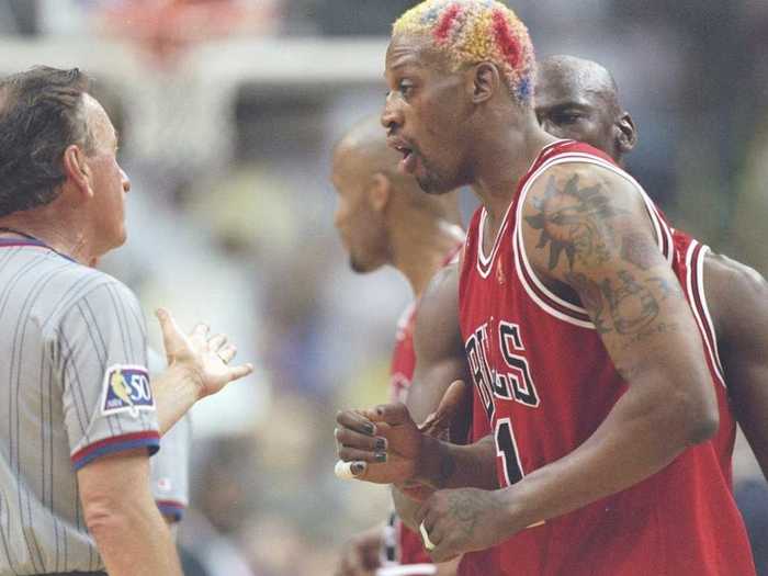 Dennis Rodman led the NBA in rebounds.