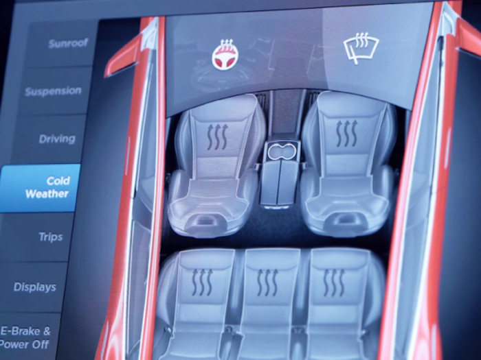 20. If your Model S has the optional sub-zero weather package, you can access a control that instantly warms up the steering wheel, as well as the rest of the car