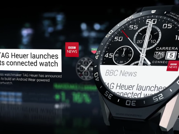 You can even read the news on your Tag Heuer Connected Watch. You can choose to get notifications from, say, BBC News.