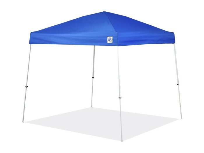 An E-Z UP tent offers some shade.