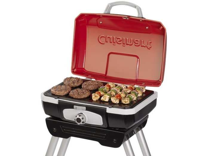 This transforming grill is perfect for traveling and easy to carry.