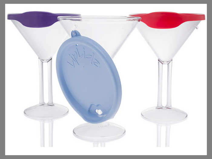 Plastic martini glasses with lids