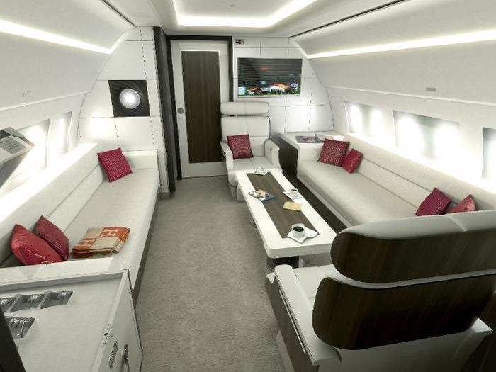 Here we see the Airbus ACJ319 corporate jet, which can fit eight people comfortably. It