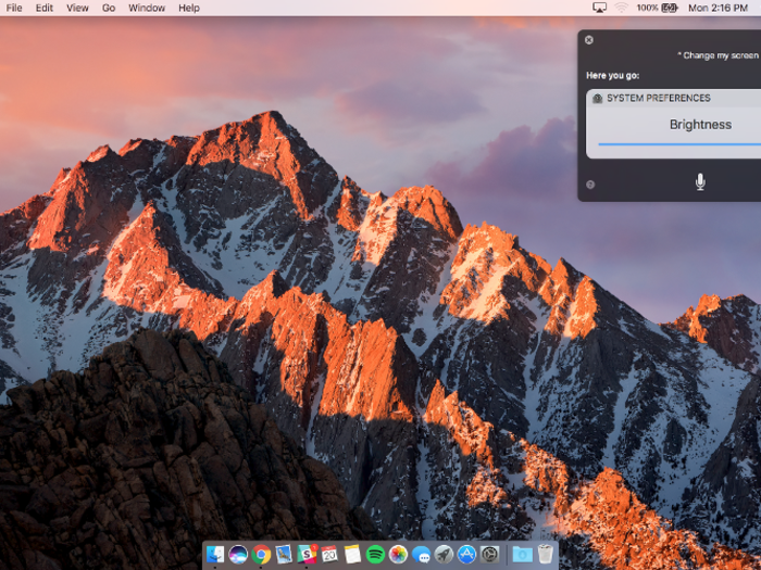 Siri can handle basic Mac settings, like screen brightness.