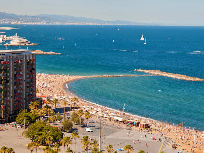 Spain, 27% — Spain is overwhelmingly the most popular place for a beach holiday this summer. British travellers who want to experience both the city and the sea will probably make Barcelona their destination, and go to Barceloneta Beach, where beachgoers feel like they can escape the city without having to leave.