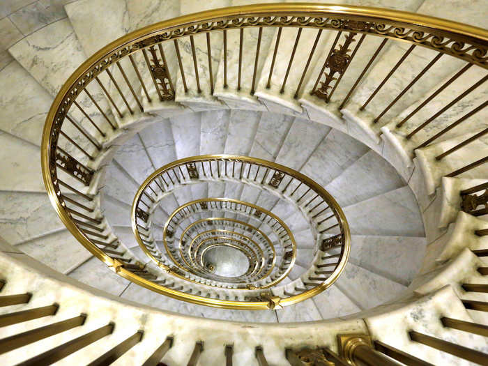 A circular staircase in the building.