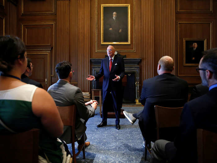 And Justice Anthony Kennedy as he delivers a lecture for visiting international attorneys in the West Conference Room.