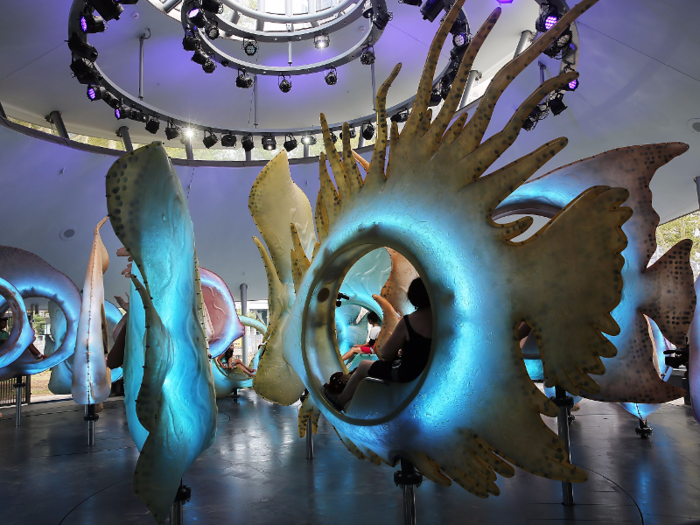 Ride the coolest carousel ever in Battery Park. The Seaglass Carousel took 10 years and several million dollars to build, and it showcases 12 species of spinning glass fish.