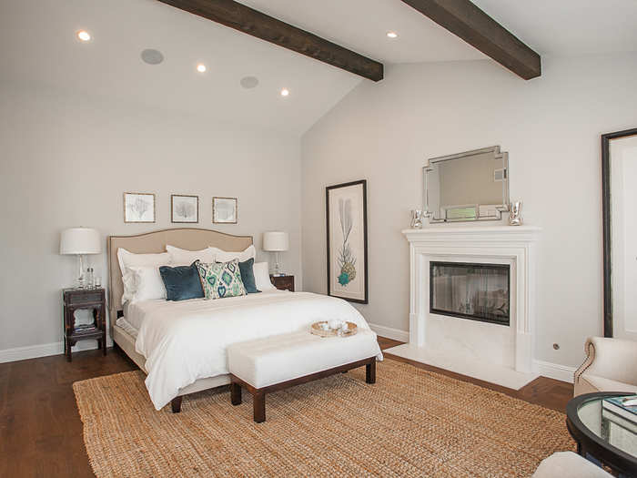 The master bedroom has its own fireplace.