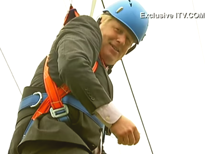 In 2012, as part of a promotional event for the Olympics, Boris was stuck on a zip wire.