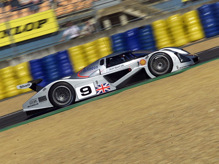 ... and the closed cockpit R8C race cars. In its first time out, at the grueling 24 Hours of Le Mans endurance race, the R8Rs finished third and fourth. Unfortunately, neither of the R8Cs made it to the finish.