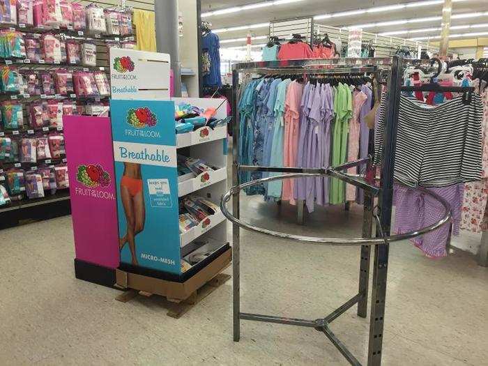 And there was another empty rack holding just a single pair of shorts.