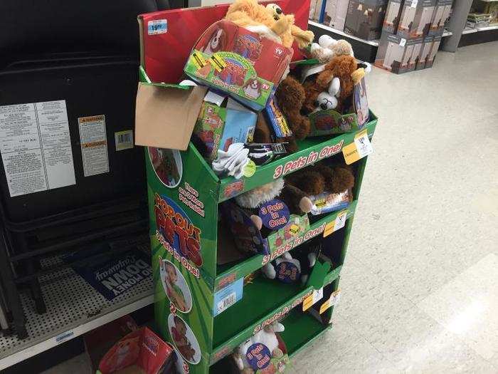 Cardboard displays were haphazardly placed in aisles.