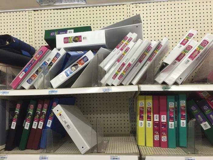 And binders were piled on top of each other.