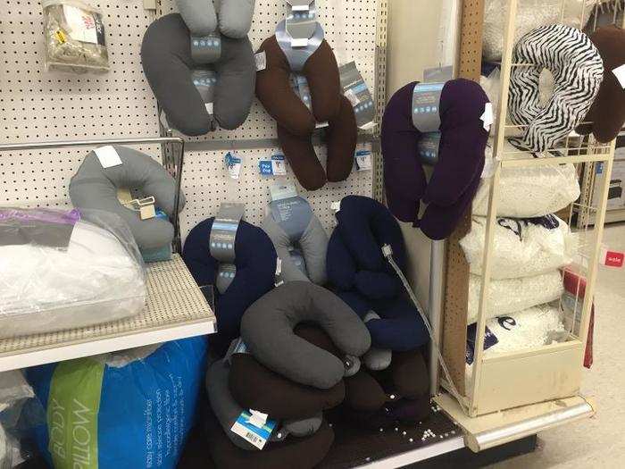 A section of neck pillows clearly needed some work.