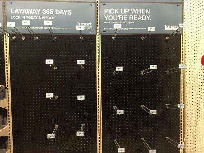 Some displays were completely empty.