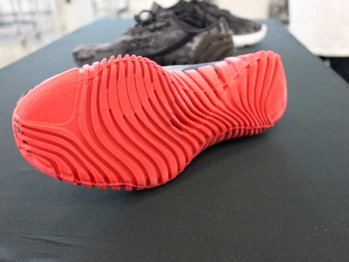 The machine can make cool patterns on the bottom of the soles.