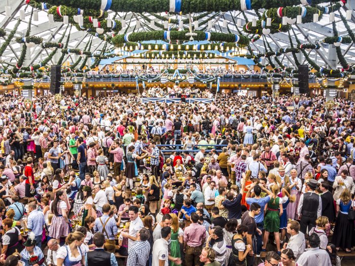 Party in a giant tent at Munich