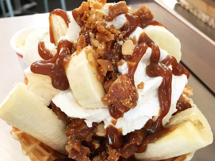 ARIZONA: If you stop by Sweet Republic, be sure to order the toffee banofi sundae: vanilla ice cream in a waffle cone topped with almond toffee brittles, bananas, whipped cream, and salted caramel sauce.