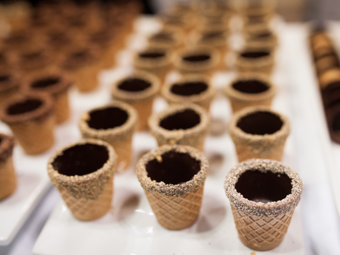 Chocolate waffle cone shots