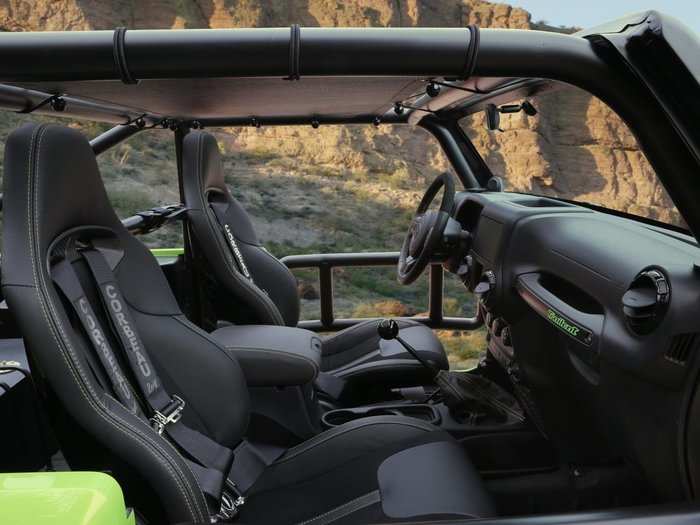 The Wrangler Trailcat concept had to be stretched to 12 inches to accommodate the massive engine providing 707 horsepower.