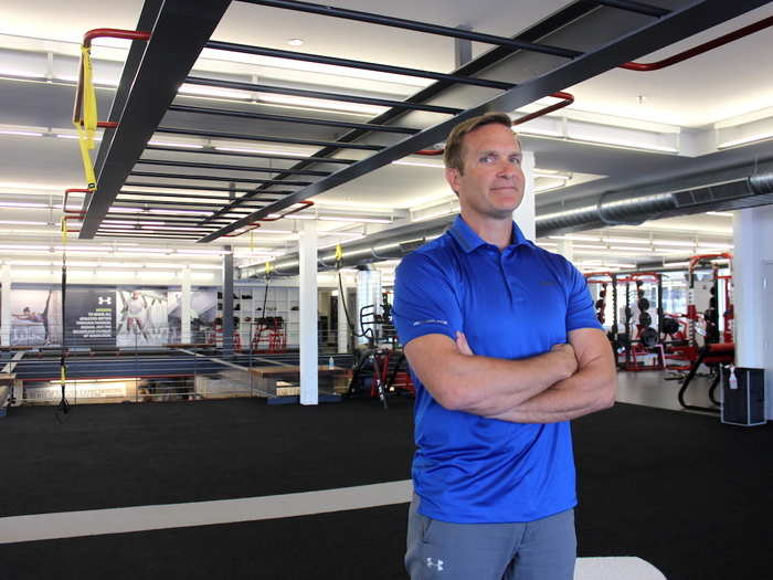 Across the street from Cheer, UA has a stunning, 36,000-square-foot gym with every piece of equipment fitness buffs could ever need. Members of the public can buy a $50 monthly membership, but UA employees get a discount.