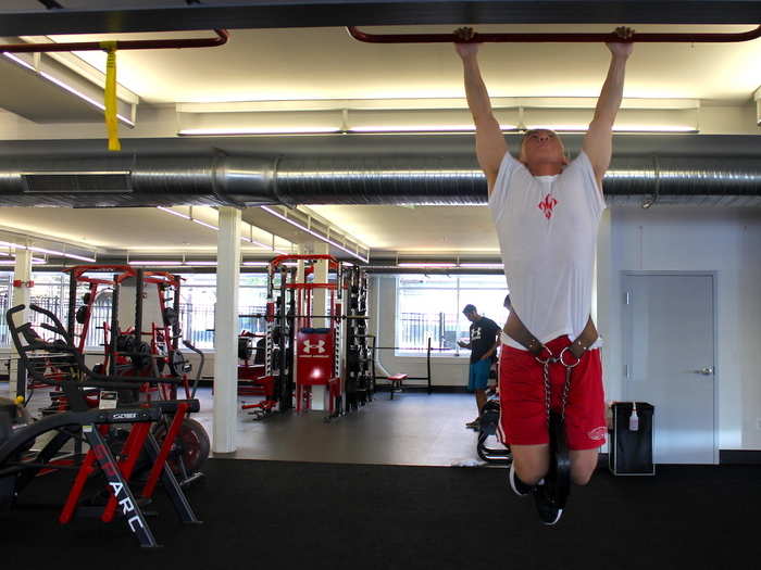 The gym is rarely empty — people can almost always be seen lifting weights, running on the treadmills, or doing pull-ups from the bars connected to the ceiling.