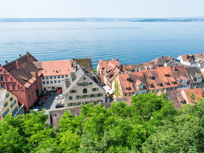 Holiday in the beautiful German town of Meersburg on the shore of Lake Constance, which borders Germany, Austria, and Switzerland.