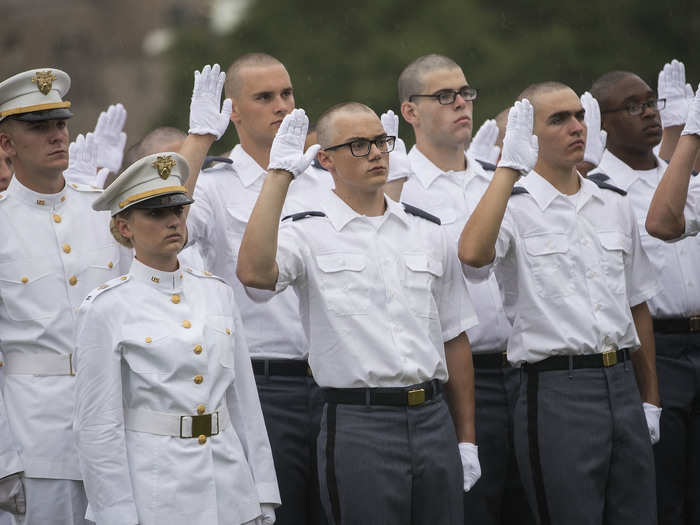 Here, they begin reciting the Oath of Allegiance.