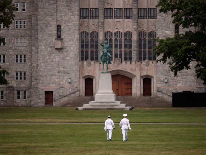 Cadets walk across The Plain.