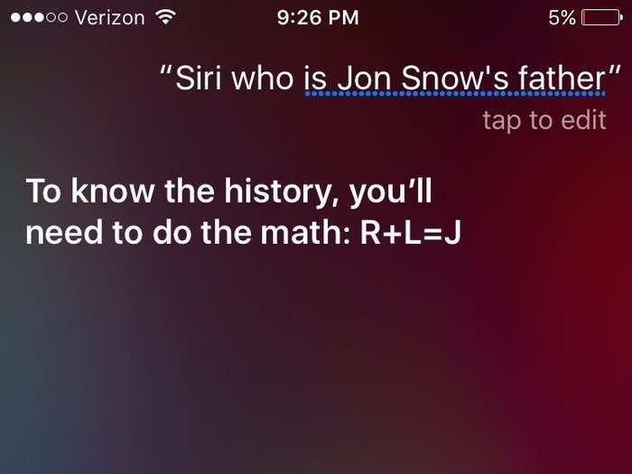 For "Game of Thrones" fans, Siri provides some hints about the origins of Jon Snow