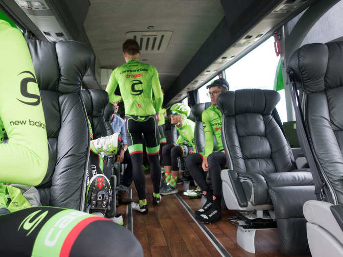 After breakfast and a little down time to themselves, the riders made their way to the team bus, where they will spend a lot of the next three weeks.