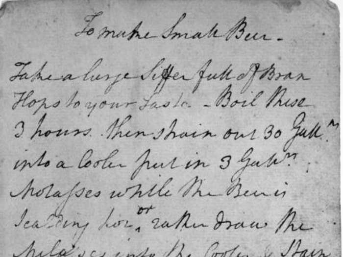 He was also a tippler — and an experimental brewer. In the pages of a military notebook he kept, he left a recipe (pictured) for 