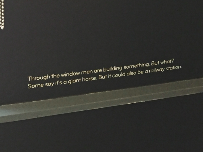 There are hidden messages dotted around the office. One window overlooks a Crossrail construction site, and this is written on the wall.