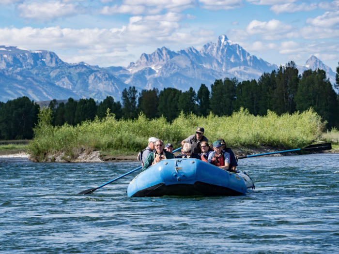 Whitewater raft on the Snake River in Jackson Hole, Wyoming.