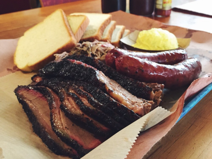 Eat some mouthwatering BBQ at Franklin Barbecue in Austin, Texas.