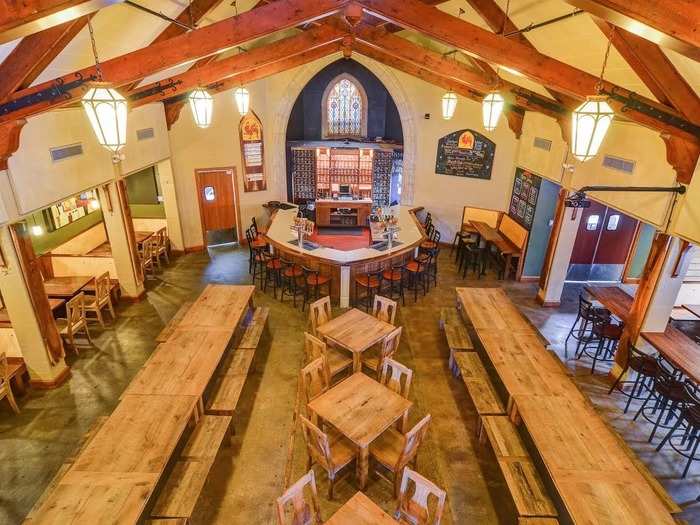 Brewery Vivant is a former funeral parlor in Grand Rapids, Michigan, that makes to-die-for French- and Belgian-inspired brews and features stained-glass windows and vaulted ceilings.