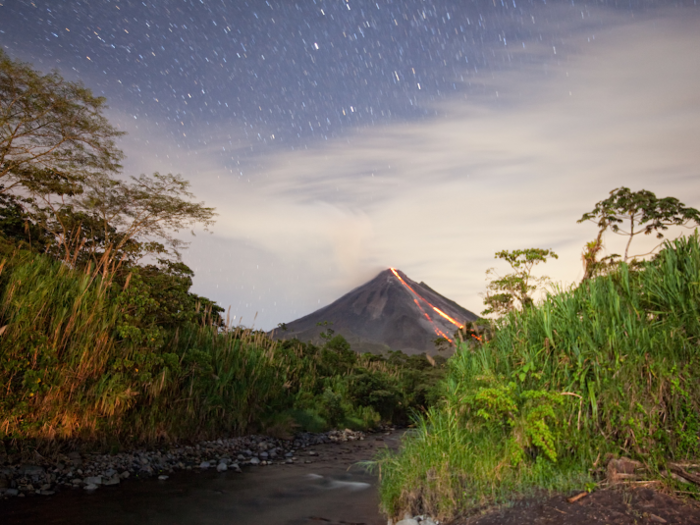 La Fortuna in Costa Rica is home to the Arenal Volcano, one of the most active volcanoes in the world. It is also one of the few places north of the equator that you can see the Magellanic clouds.