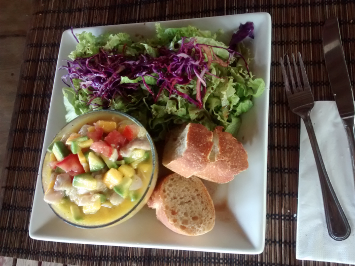 When you get back from the national park, be sure to stop at a beachside cafe for some fresh seafood, like this tangy ceviche with mango and avocado.