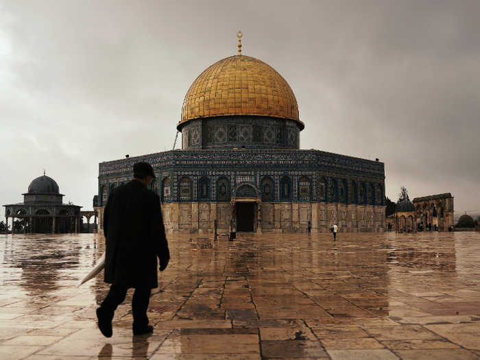 DOME OF THE ROCK: The Dome of the Rock is one of the oldest existing examples of Islamic architecture, and is one of many holy sites in Jerusalem