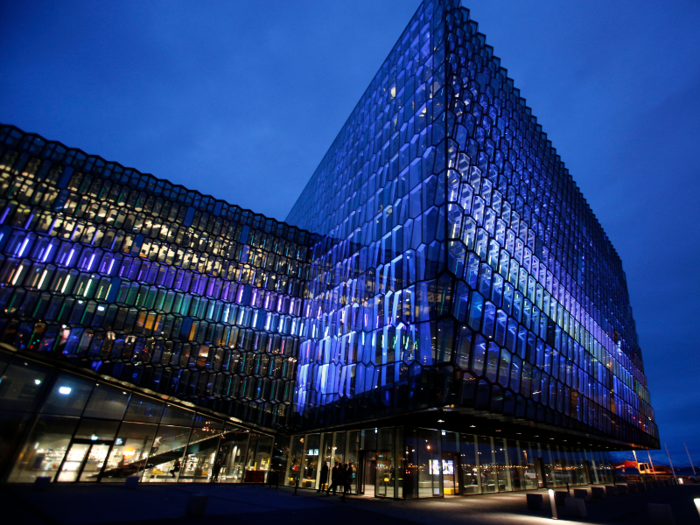 HARPA: This modern concert hall in Reykjavik, Iceland, is made up of a gorgeous assortment of glass in varying colors and geometric shapes.