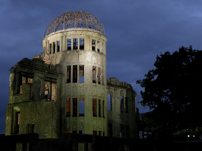 HIROSHIMA PEACE MEMORIAL: Also called the Atomic Bomb Dome, the ruin was the only building left standing near the center of the U.S. atom bomb that leveled the Japanese city during World War II.