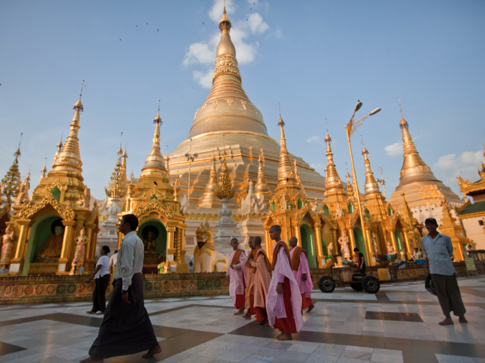 SHWEDAGON PAGODA: Also known as the Great Dragon Pagoda, this awe-inspiring golden structure is one of the most sacred Buddhist sites in Myanmar.