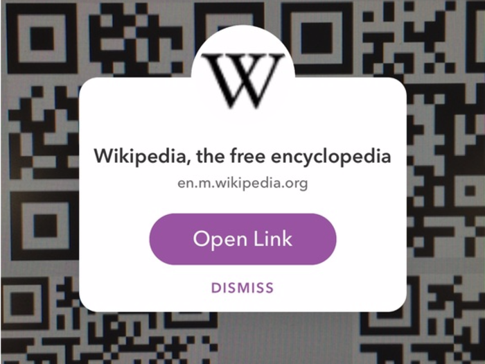 The Snapchat camera can recognize any QR code and open its corresponding web link.