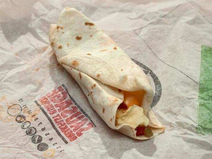 Next, the Burger King sausage breakfast burrito. At first look and touch, it