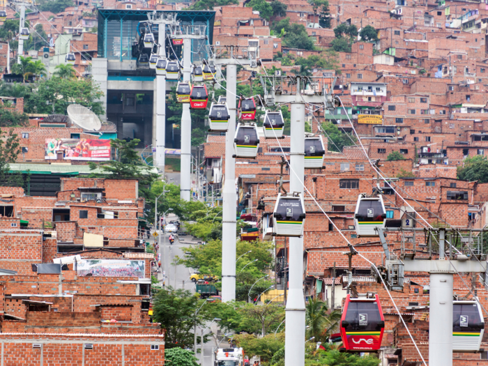 ...and its Metrocable cars. Medellín