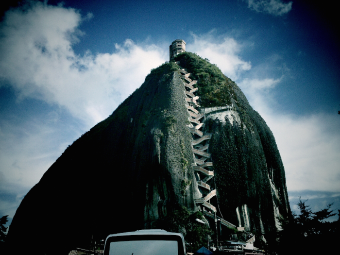 The 10-million-ton rock features an adventurous climb of 600 steps that criss-cross all the way up to the top.