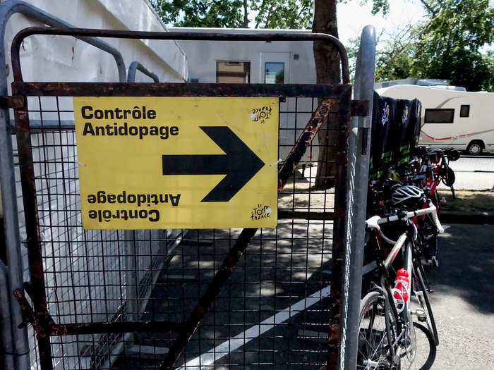 The antidoping control is usually located just beyond the finish line.