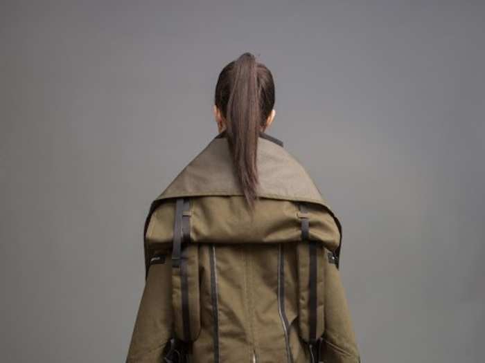 This jacket converts into a backpack.