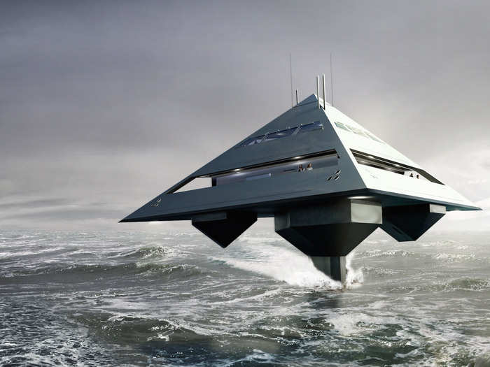 But when the blades move at high-speeds, it pushes enough water out of the way that the yacht can hover.